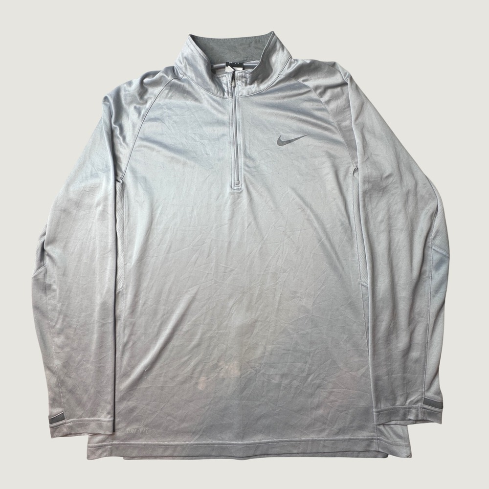 Nike Pullover Mens Large 514336-002 Gray Dri-FIT 1/4 Zip Training Top Workout